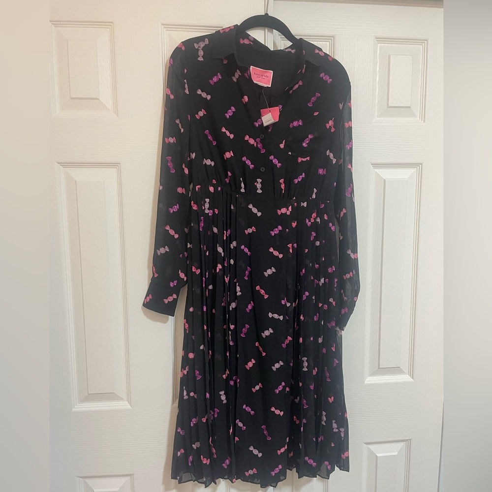 kate spade Black Shirt Dress with Pink Print - Picture 2 of 4